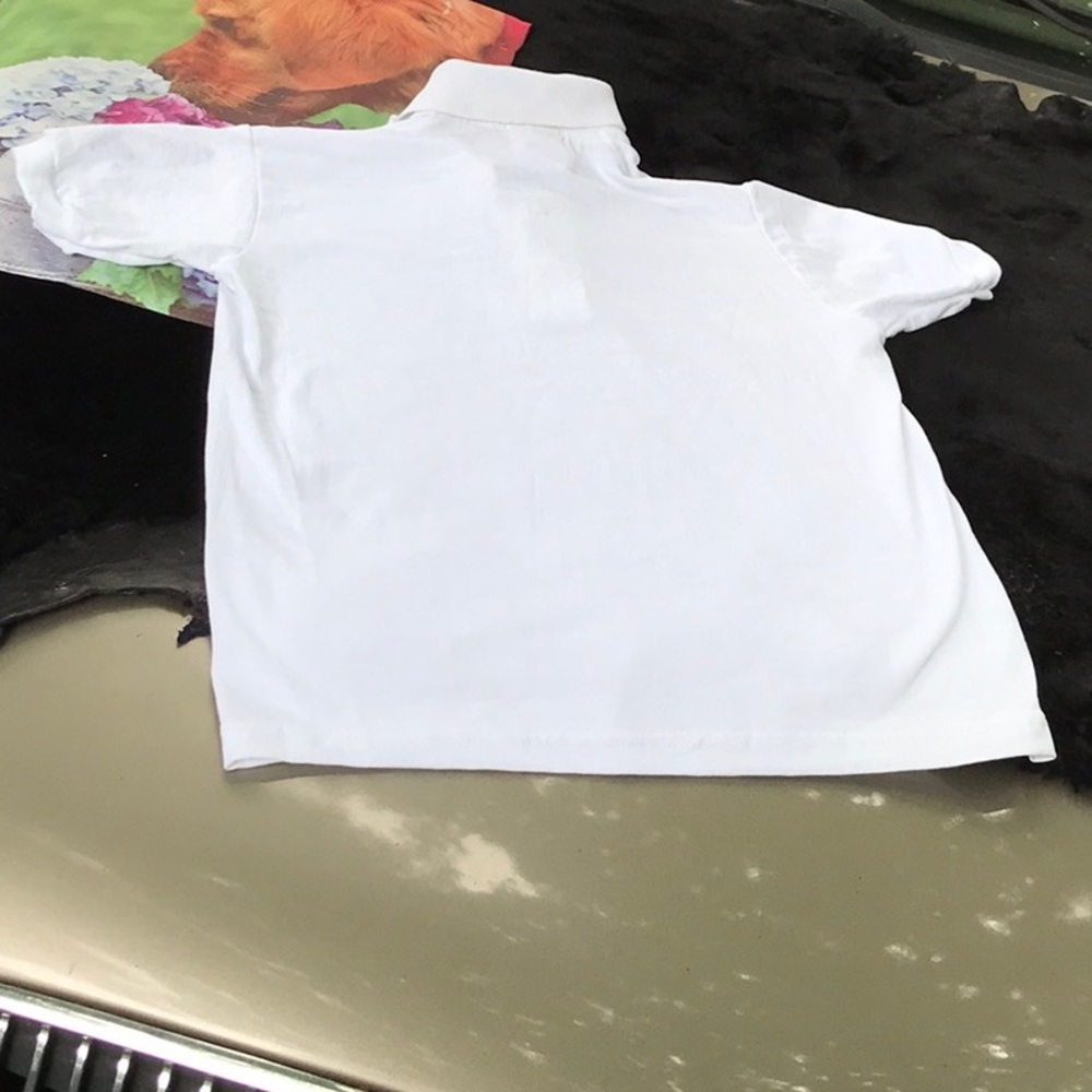NWT Hanes White Polo Shirt S (6-8) Small Mark on Hem Youth Small Stay Clean